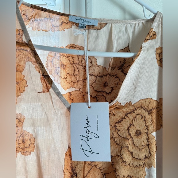 🤎 Polagram Cream & Tan Floral Midi Dress 🤎 - Picture 4 of 5